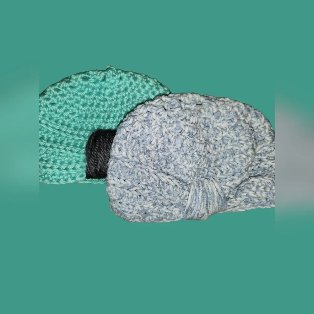 Kids Teal and Black Knit Hats (2 Pack)